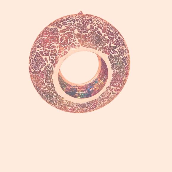 Marigold Iridescent Pink Glass Mosaic Seed Bird Feeder - Picture 4 of 6